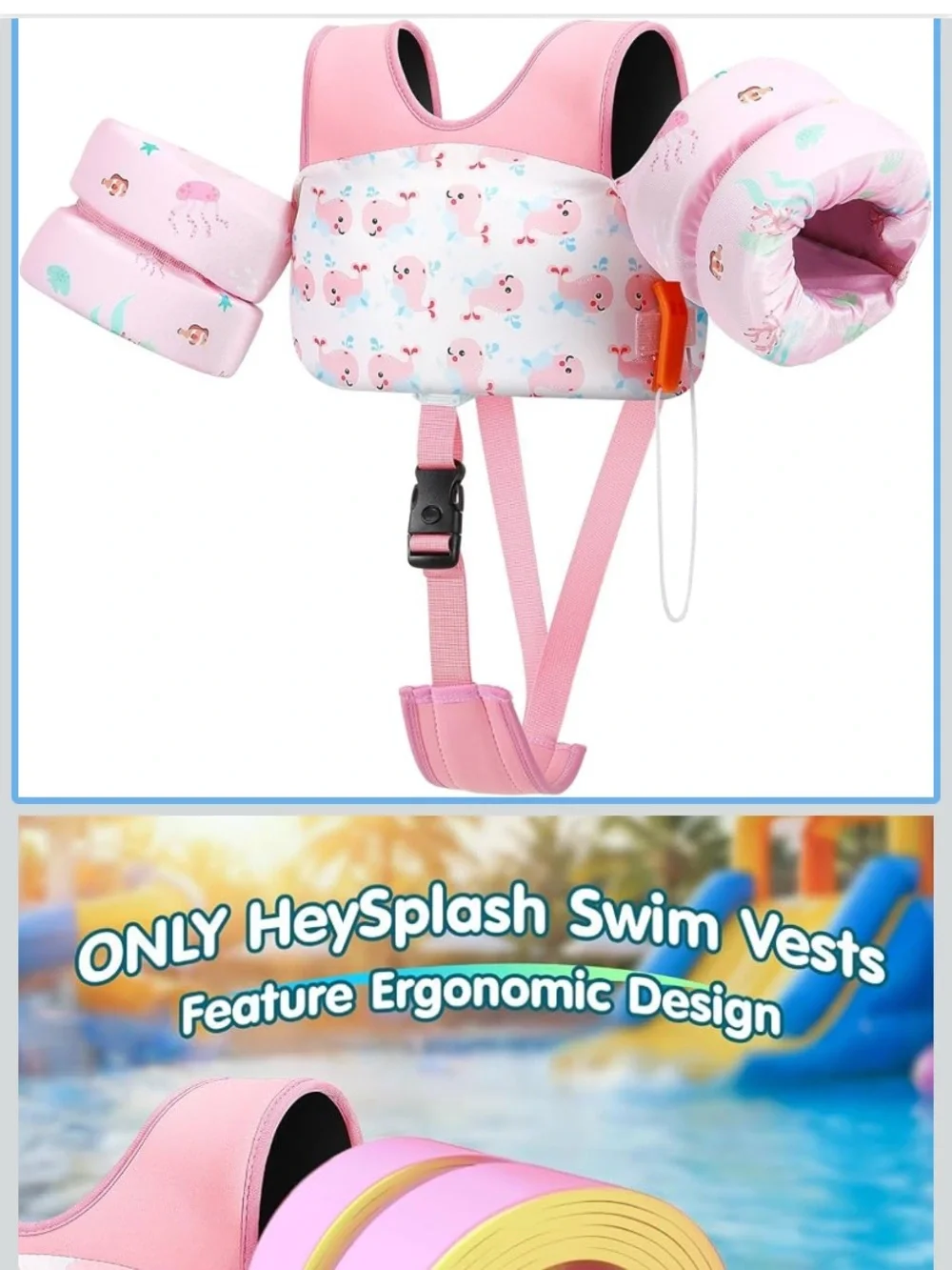 HeySplash Toddler Swim Vest Fits 13-30 lbs with Adjustable Strap toddler